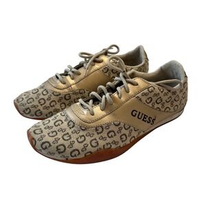 Guess Y2k Logo‎ Sneakers Gold Metallic Accent Casual Shoes Womens Size 10